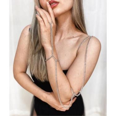Imagem de Bodychain de Braço Ombreira Handchain banhado Ouro e Prata - Dondocas.