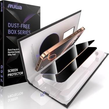 Imagem de ruwa Protetor de tela de privacidade para iPhone 16 Pro Max de 6,9 polegadas [2 unidades], vidro temperado anti-peep, caixa sem bolhas e poeira, dureza 9H, antiarranhões, compatível com capas, fácil