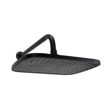 Imagem de Ducha ABS Retangular 30x20 cm Preto Matte com Cano Parede - AMG Metais