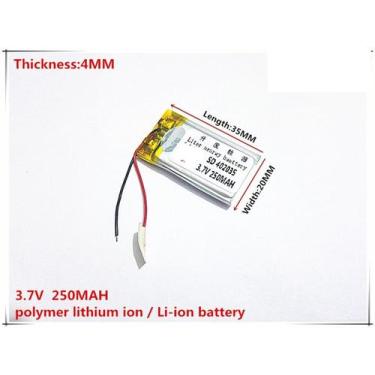 Imagem de Bateria 402035 com 250mah 4mmx20mmx35mm 2 fios 3,7v - Lite