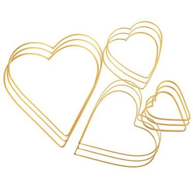 Imagem de Garneck 12 peças apanhador de sonhos argolas de metal ouro em forma de coração anéis apanhador de sonhos suprimentos anéis de macramê para artesanato, 10 cm x 3, 15 cm x 3, 20 cm x 3, 25 cm x 3