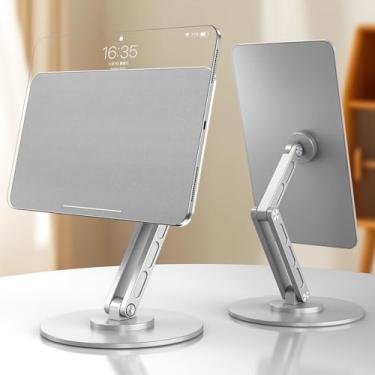 Imagem de Bidyingvic Suporte magnético para tablet para iPad de 10 polegadas (2022), iPad 11 polegadas (A16), suporte dobrável ajustável giratório de 360° para mesa, cinza