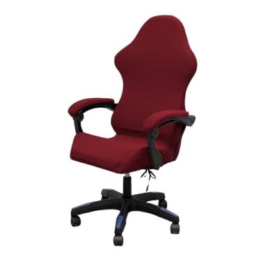 Imagem de ACOFRR Conjunto de capa de cadeira de jogos com capas de apoio de braço, capa elástica com babados para cadeiras reclináveis de corrida, escritório, computador (vinho)