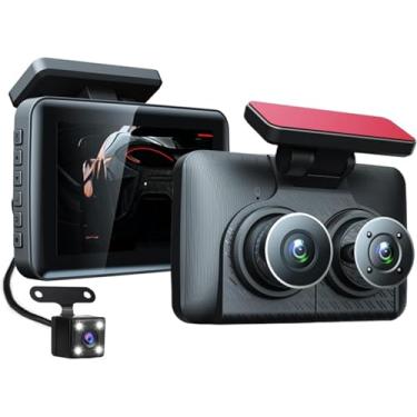 Imagem de Dashcams 3 Les Car Dash Cam Dvr 3 Chael Video Recorder 4.0 Ich Dashcam Com Câmera De Visão Traseira G-sesor