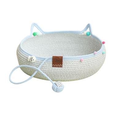 Imagem de ShengQuanHao Cama para Gatos Feita à Mão, Arranhador para Gatos, Acessório Fofo para Animais de Estimação, Portátil, com Rabo de Brinquedo, Resistente a Arranhões, M