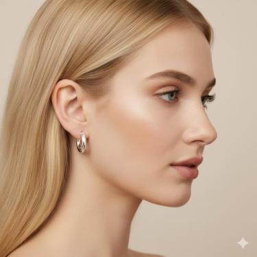 Imagem de Brinco De Argola Banhado a Prata Liso Bijou Art, M