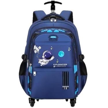 Imagem de Mochila Escolar com Rodinha, Compartimento para guardar lap?s, caneta e objetos mochila de carrinho resistente ? ?gua (Astronauta Azul)