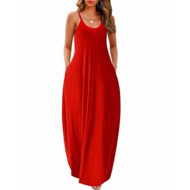 Imagem de Vestido feminino Wolddress 2025 casual sem mangas plus size vermelho