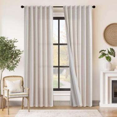 Imagem de Cortinas jinchan Linen Blackout 229x228cm com forro cinza, 2 painéis