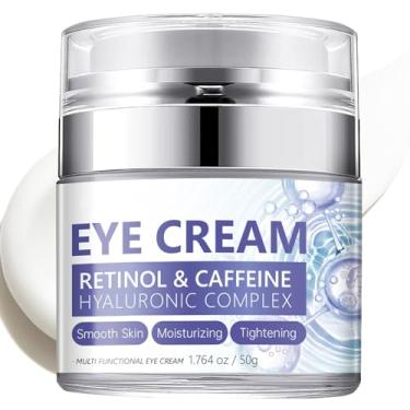 Imagem de Creme para olhos com cafeína para olheiras e inchaço, creme de retinol para olhos antienvelhecimento e rugas, hidratante reafirmante e reparador sob os olhos para hidratar, reduzir linhas finas