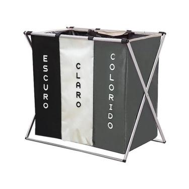 Imagem de Cesto Organizador De Roupa Suja Com 3 Divisórias Portátil