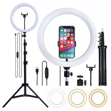 Imagem de Ring Light 14 Polegadas com Tripé 2.1M Profissional - 14 Polegada