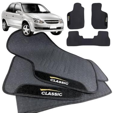 Imagem de Jogo de Tapete Borracha Automotivo pra Carro Compatível com Corsa Classic 2006 2007 2008 2009 2010 2011 2012 2013 2014 2015 2016 Com Logo Bordado Impermeável Personalizado 3 Peças Traseira Inteiriça