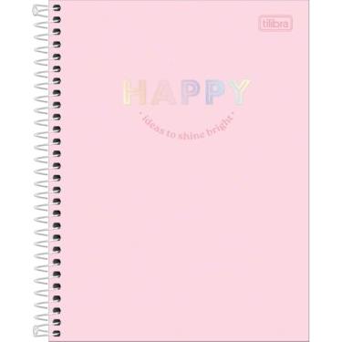 Imagem de Tilibra - Caderno Espiral Capa Dura Colegial 1 Matéria Happy 80 Folhas - Rosa