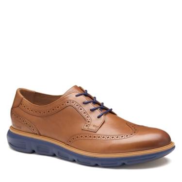 Imagem de Johnston & Murphy Larkin Wingtip Oxford masculino, Couro de bezerro italiano caramelo, 42