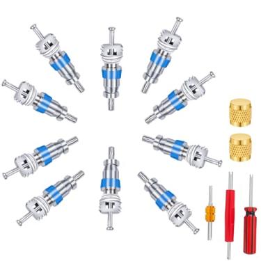 Imagem de Kit de núcleo de válvula de ar condicionado de 55 peças para R22 R410 R32+1/4 tampa flare com ferramenta de instalação de remoção de núcleo de válvula de cabeça única e dupla, peça de substituição