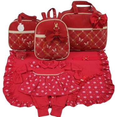 Imagem de KIT BOLSA MATERNIDADE 3 PEÇAS BORBOLETA + SAIDA MATERNIDADE (Vermelha)