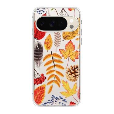 Imagem de Peachy Life Capa para Google Pixel 10 Pro XL, linda estampa de folhas de outono colorido design transparente TPU macio capa transparente transparente de 6,8 polegadas (mistura de folhas de outono)