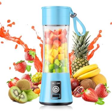 Imagem de Mini liquidificador sem fio para fazer smoothies e shakes – liquidificador portátil com copo de viagem sem BPA de 380 ml, recarregável por USB, fácil de limpar, adequado para academia/escritório