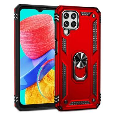 Imagem de SORAKA Capa para Samsung Galaxy M33 5G com suporte para anel Capa Slim Fit de TPU macio Capa Samsung Galaxy M33 5G com placa de metal para suporte magnético de telefone para carro