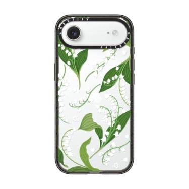 Imagem de CASETiFY Capa Impact para iPhone Air [fina/compatível com carregamento sem fio/2,5 m. Proteção contra quedas de grau militar 4X] - Lírio do Vale - Preto transparente