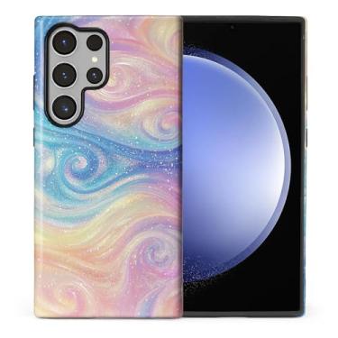 Imagem de CARLOCA Compatível com Samsung Galaxy S24 Ultra Full Body Matte Case para meninas meninos capa dura à prova de choque para Samsung Galaxy S24 Ultra Fashion Pattern Dreamy Glittery Rainbow Clouds