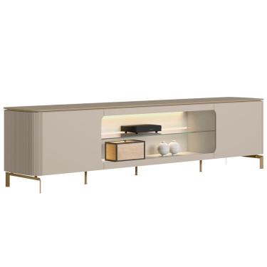 Imagem de Rack Para Sala de Estar TV 85 Pol Com LED Elysia L05 Off White Fosco - Lyam Decor