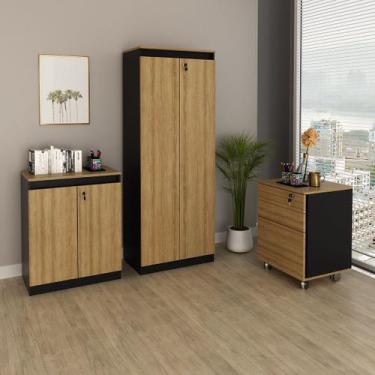 Imagem de Conjunto de Escritório com Gaveteiro, Balcão 60cm com 1 Prateleira e A