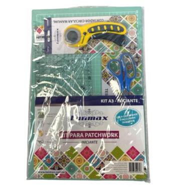 Imagem de Kit Base Corte A3 + Régua + Cortador + Tesoura Patchwork - BERTO IMPOR