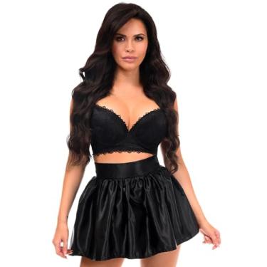 Imagem de Daisy corsets Saia feminina de cetim preta, Preto, 3X