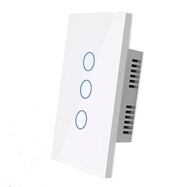 Imagem de UJV Smart Glass Touch Light/Lamp Switch Smart Life App Multi Controle Remoto Interruptor Temporizador Compatível com Alexa Google Home Neutro Necessário Sem Hub Necessário (Branco, 3 Gang)