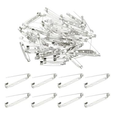 Imagem de PATIKIL 50 peças de pino de broche, 35 mm (1,37") pino de barra atrás fecho de segurança, prata