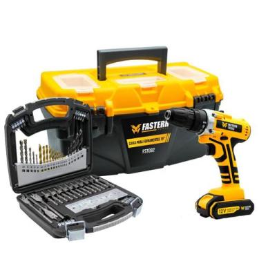 Imagem de Furadeira e Parafusadeira 12V com Jogo de Brocas 128 peças e Caixa Org