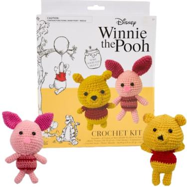 Imagem de Innovative Designs Kit de crochê Disney Ursinho Pooh para iniciantes, kits de crochê DIY para adultos, adolescentes, crianças, manual de instruções – Pooh e leitão
