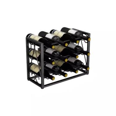 Imagem de GRFIT Ganchos de pesca rack de vinho pingente barra inclinada adega casa adega refrigerador de vinho rack de exibição rack de vinho tinto ganchos de peixe (cor: preto, tamanho: 45 * 20 * 33)