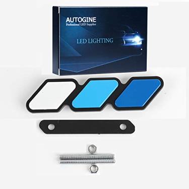 Imagem de AUTGINE Emblema de grade tricolor acessórios decoração carro caminhão etiqueta adequada para Tacoma 4runner Tundra Rav4 Seqoia Highlander (branco, azul, azul escuro)
