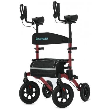 Imagem de Andador para Idosos e Adultos com Assento e Design Dobrável Compacto, até 136 Quilos, ELENKER, Vermelho