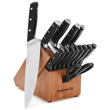 Imagem de Conjunto de Facas com Afiador Embutido e Bloco de Bancada 15 Peças, CALPHALON 1932932, Preto