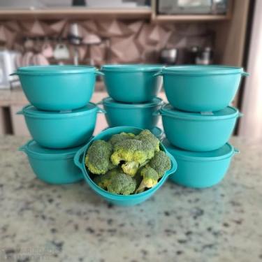 Imagem de Kit Potes Tapoer BOLL de Plástico Hermético, Marmita Fitness 10 unidades de 1 litro cada Cor Tifanny, Livre BPA, reforçada.
