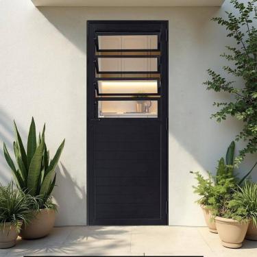 Imagem de Porta de Alumínio Lambri Basculante 214x96cm Magnum Atlântica Preto