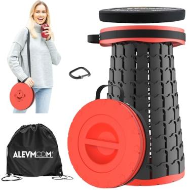 Imagem de ALEVMOOM Banqueta dobrável GG de 46 cm atualizada com almofada, bancos dobráveis portáteis para adultos com capacidade de 362 kg, banquinho telescópico leve para acampamento, viagem, pesca, trilhas