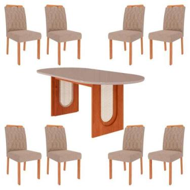 Imagem de Conjunto de Jantar Mesa Valentina 2,10 OVAL com 8 Cadeiras Paola Wood 
