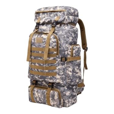 Imagem de Mochila Tactica Camping Trekking Hiking 80L Cinza Pixelada