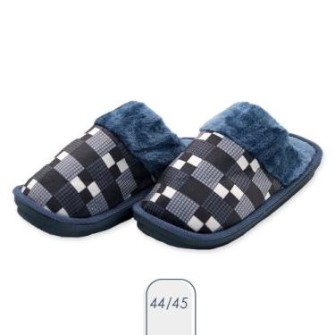 Imagem de Pantufa Masculina Xadrez Azul 44/45 - REDSTAR