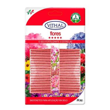 Imagem de Fertilizante Bastonetes Pronto Uso Para Flores Vithal - 30 Unidades