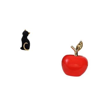 Imagem de Fenteer Escultura de Gato de Resina para Sala de Estar, Quarto, Entrada, Estante, Ornamento de Cerâmica, Arte para Casa, Café, Sala de Estudo, Feriado