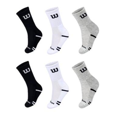 Imagem de Kit 6 Pares de Meias Wilson Cano Longo Masculino, Branco, Preto, 39-44