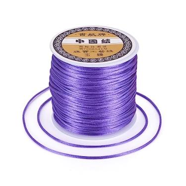 Imagem de Cordão de seda para fabricação de joias, cordão de cetim de nylon de 1 mm, cordão de contas sedosas, cordões de nó chinês para pulseiras Kumihimo e chaveiro (roxo)