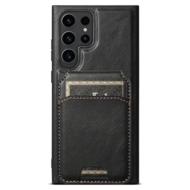 Imagem de Capa de couro com compartimentos para cartão destacáveis 2 em 1 para Samsung Galaxy S23 Ultra S22 Plus Note 20 Ultra S23 S22 Flip capa carteira magnética, preta, para Note 20 ULtra
