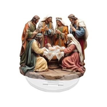 Imagem de IEUDNS Presépio decorativo em acrílico 2D representando o nascimento de Jesus. Placa de presépio natalino para decoração de festas.